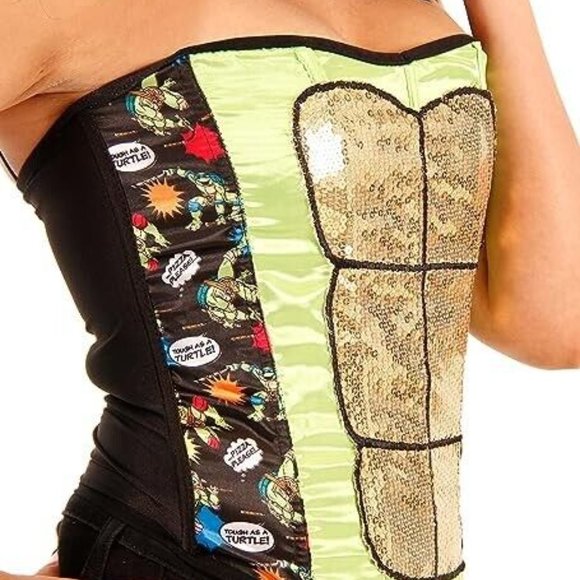 NWT Nickelodeon Teenage Mutant Ninja Turtles Corset Adult Cosplay Halloween - Picture 2 of 4
